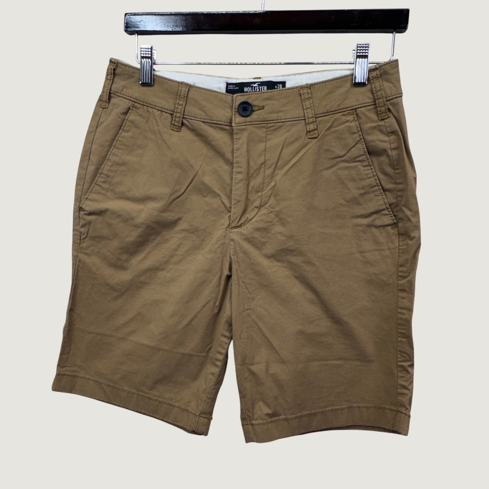 Hollister Flat Front Chino Shorts W28 Brown Epic Flex Casual Preppy Coastal
